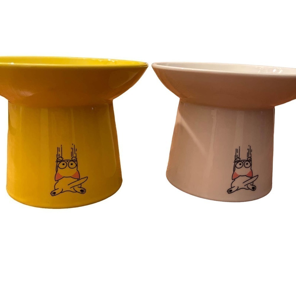 Pedestal cat food ceramic bowls sold as a set - Picture 3 of 4